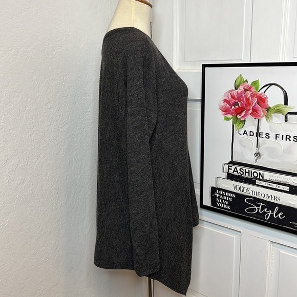All Saints Dark Gray Kelsey V-Neck Asymmetrical Sweater S - Picture 3 of 8
